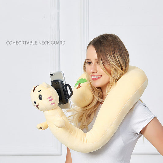 Multifunctional U-Shaped Pillow with Phone Stand